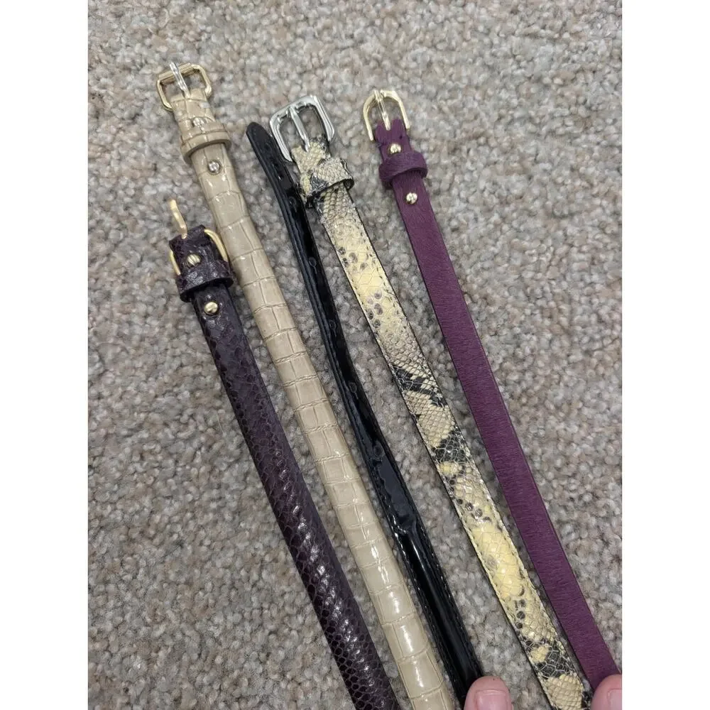 Belts: Skinny Mixed Texture Lot – Animal Print, Chic & Bohemian – Sizes S &...